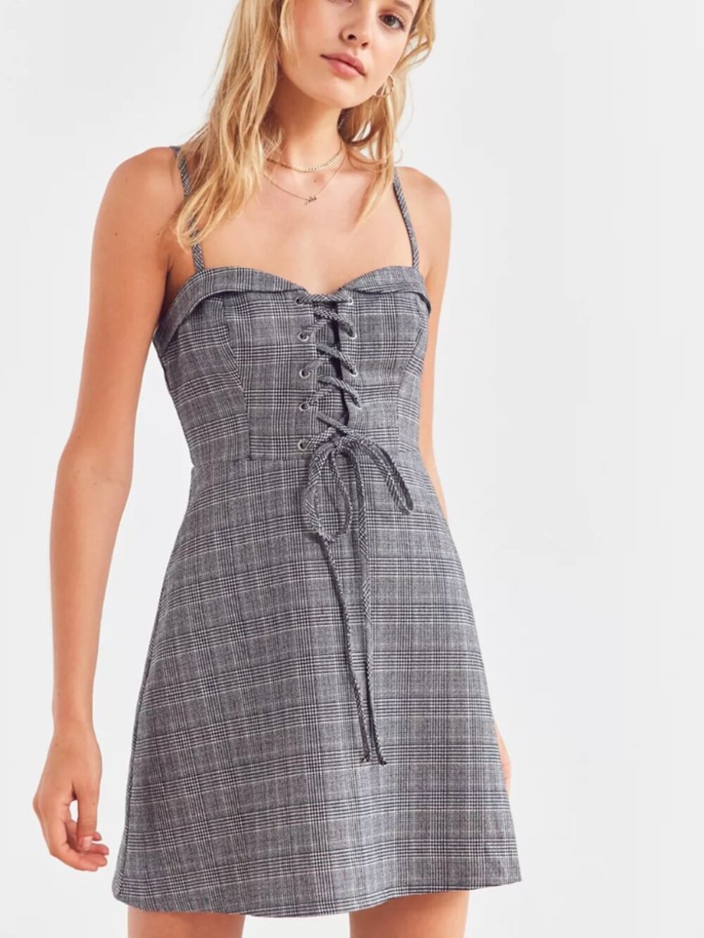 Cooperative by Urban Outfitters Plaid Corset Mini Dress XS